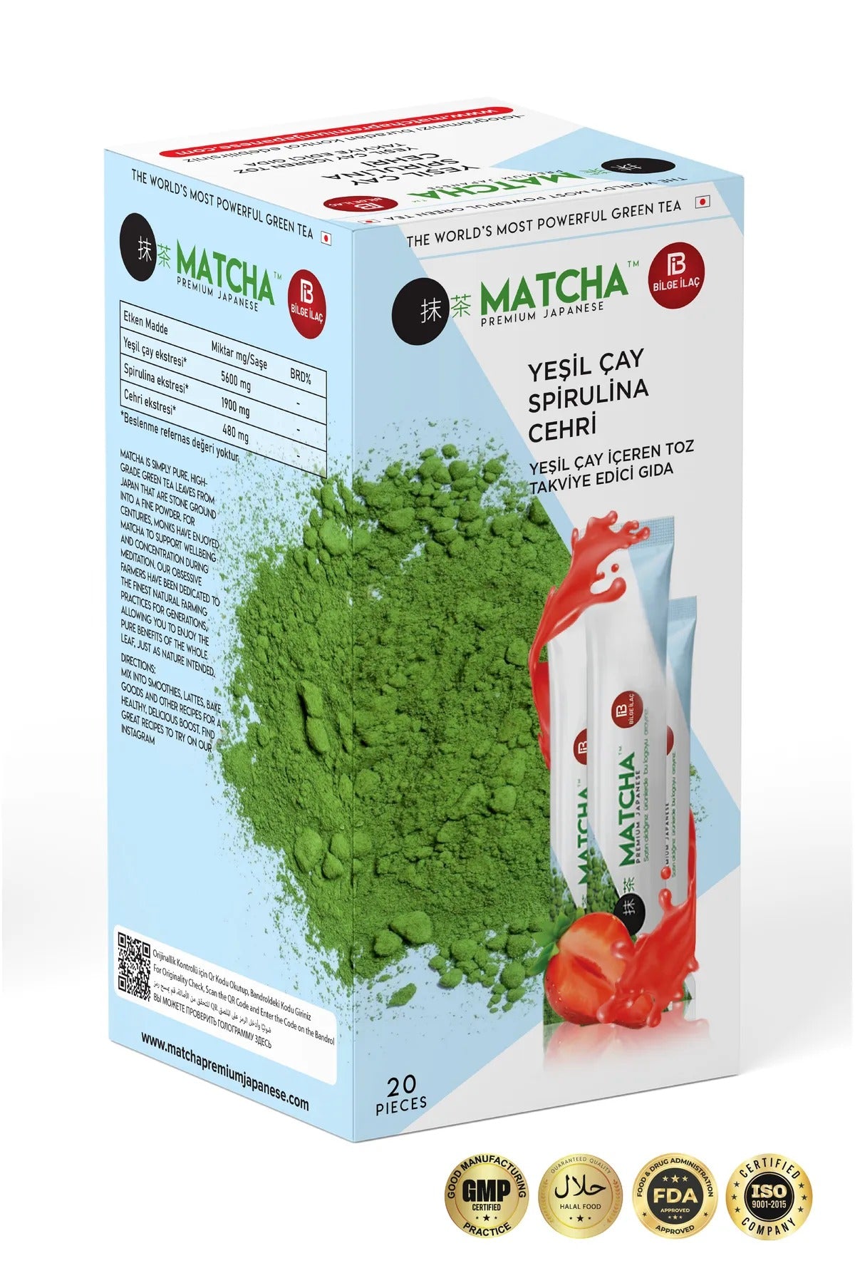 Matcha Premium Japanese Strawberry Flavored Detox Form Matcha Tea 1 Box