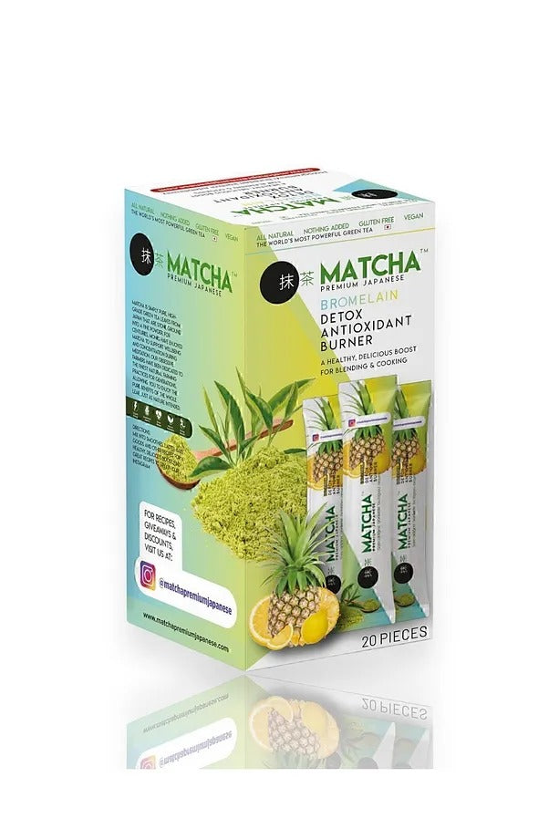 Matcha Premium Japanese MATCHA & BROMELAIN Lemon Flavored Detox Form Tea