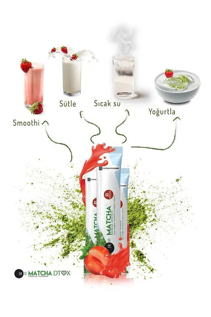 Matcha Premium Japanese Strawberry Flavored Detox Form Matcha Tea 1 Box
